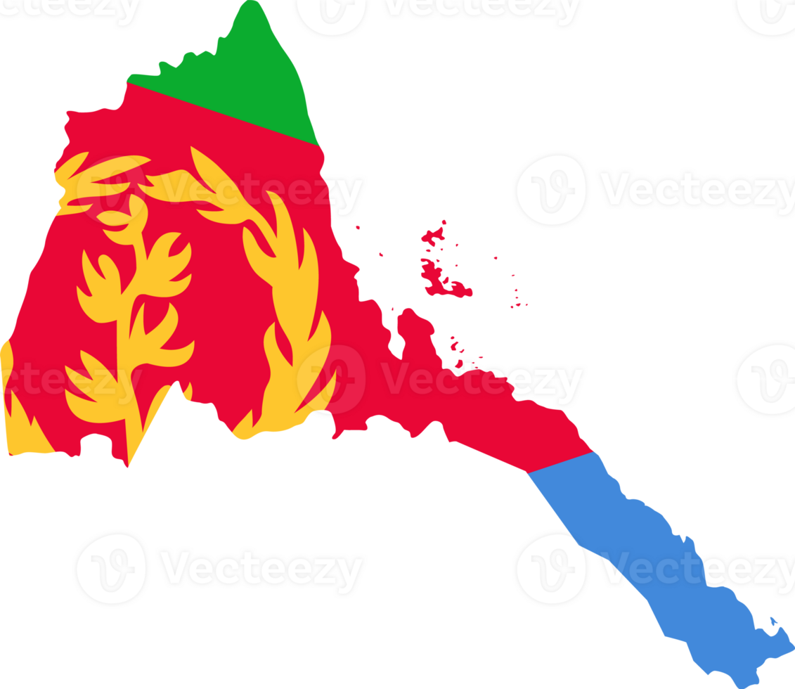 Eritrea flag pattern on country map png