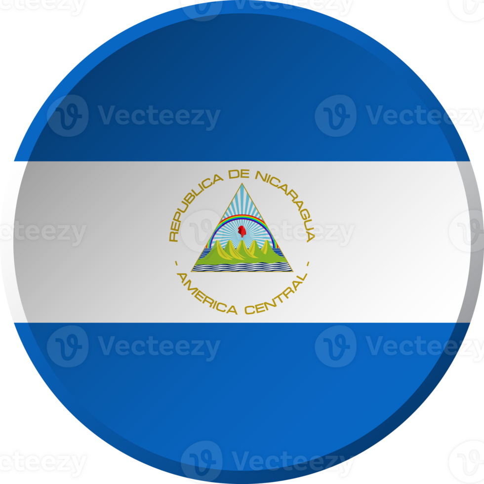 Nicaragua flag with circular concave button design png
