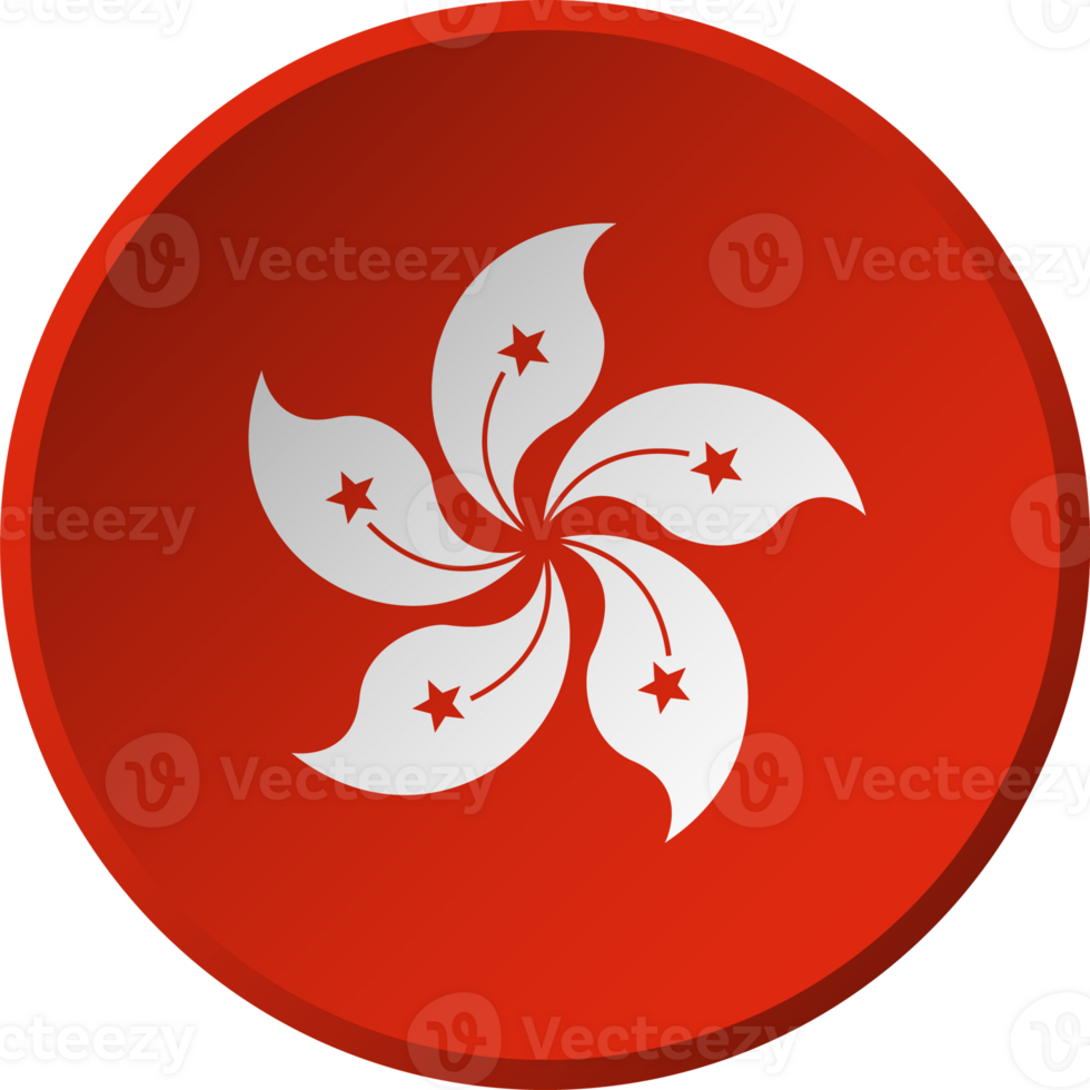 Hong kong flag with circular concave button design png