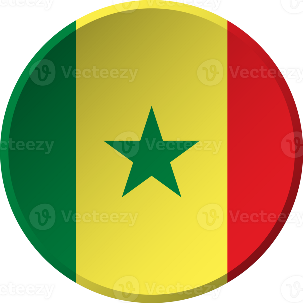 Senegal flag with circular concave button design png