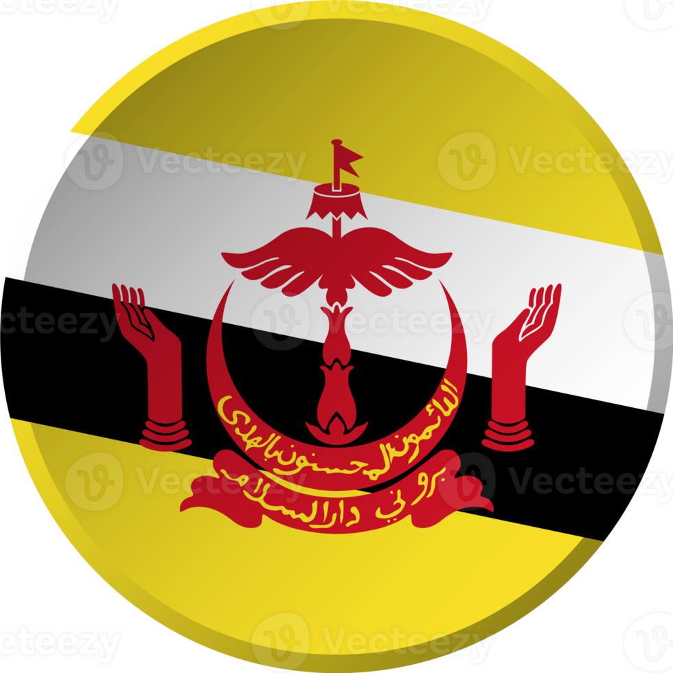 Brunei flag with circular concave button design png