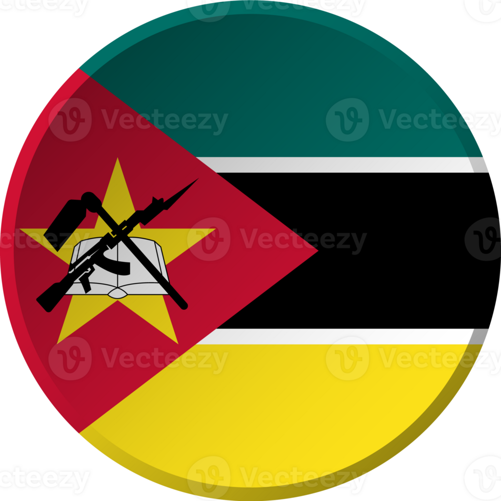 Mozambique flag with circular concave button design png