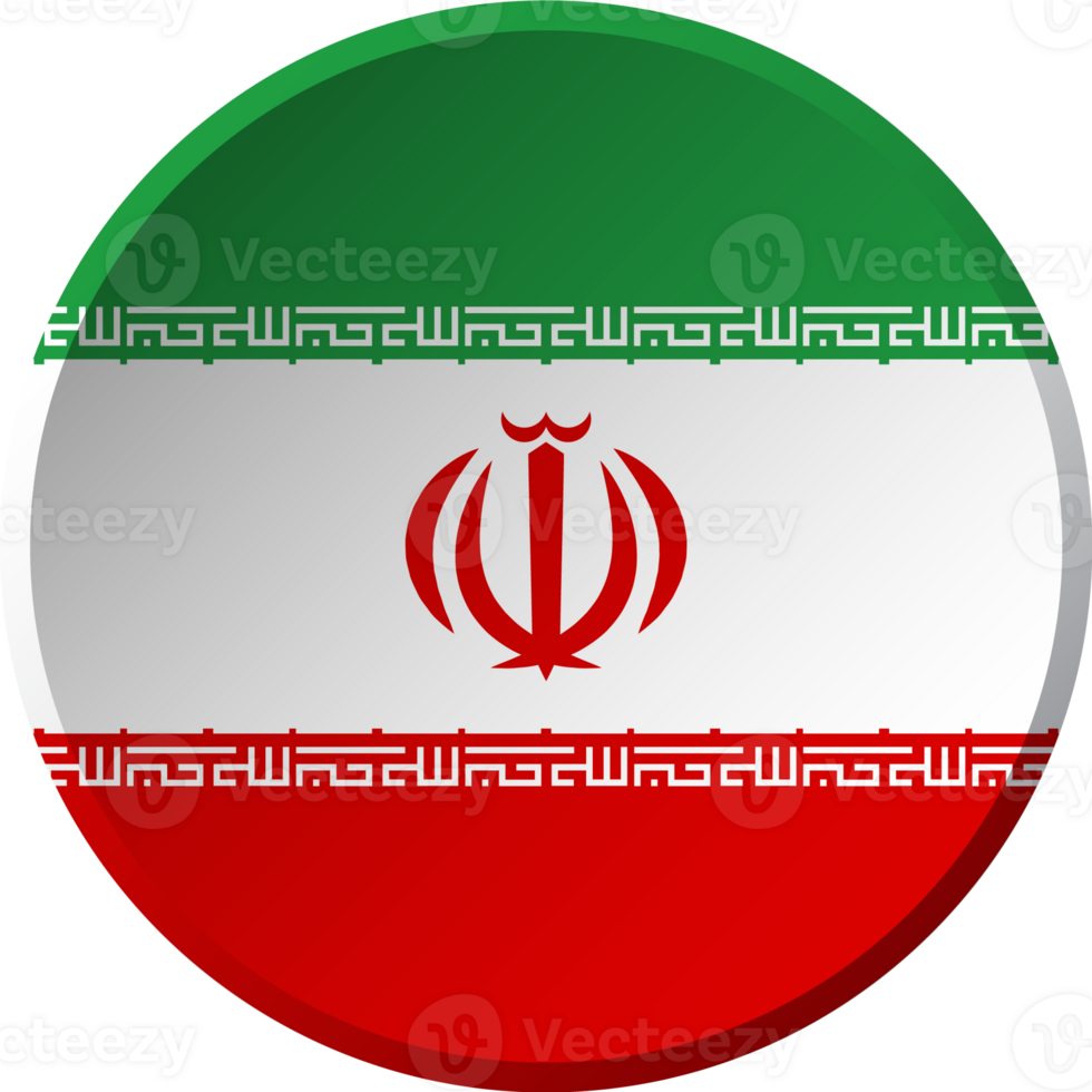 Iran flag with circular concave button design png