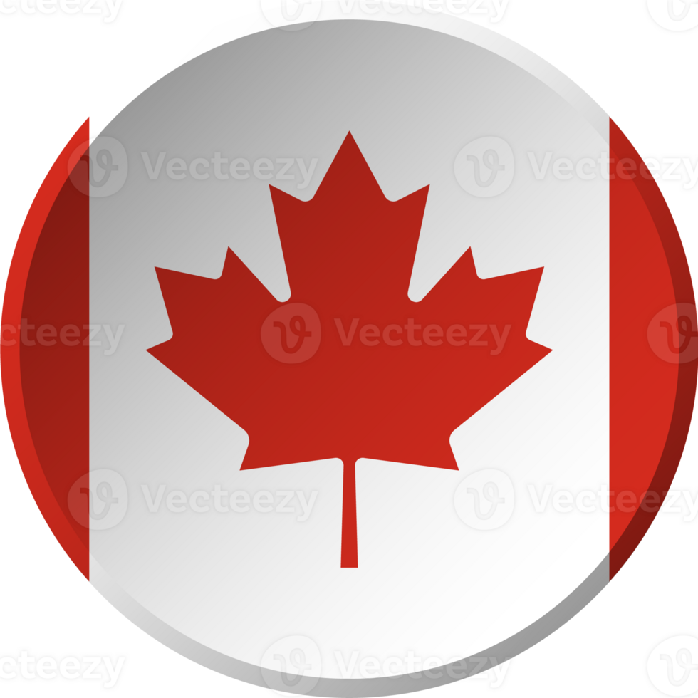 Canada flag with circular concave button design png