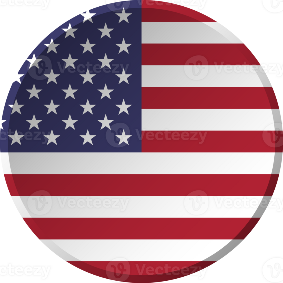 United states of america flag with circular concave button design png