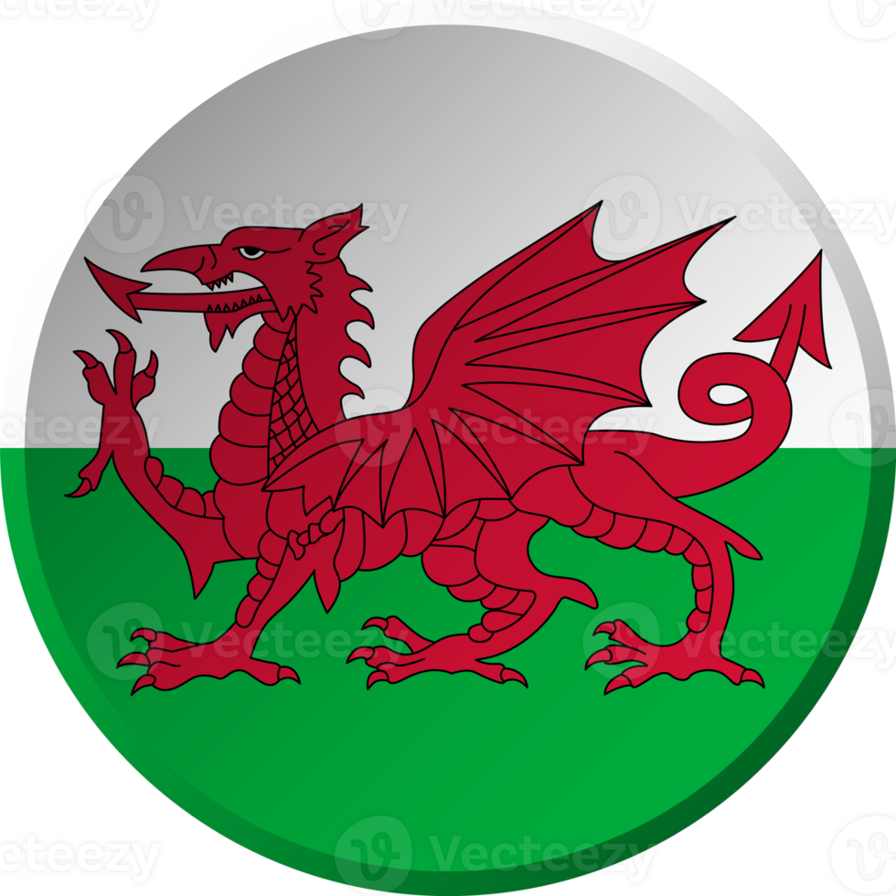 Wales flag with circular concave button design png