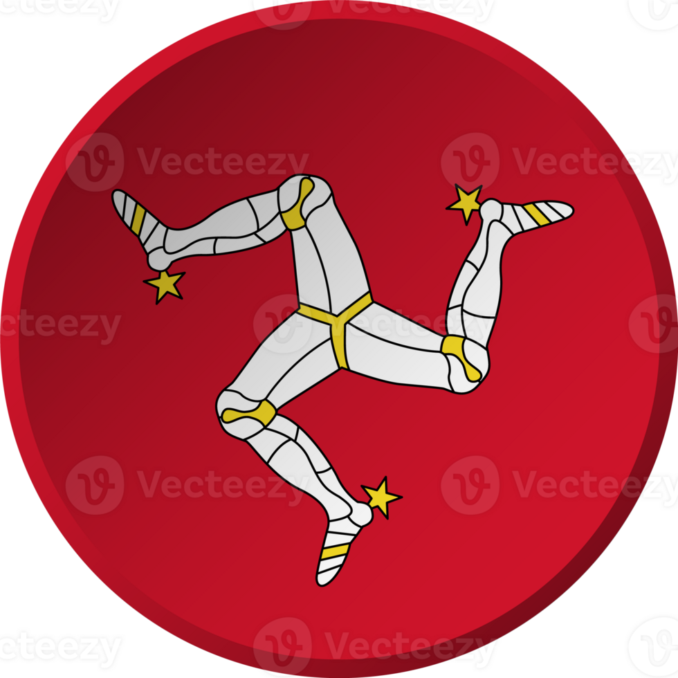Isle of Man flag with circular concave button design png