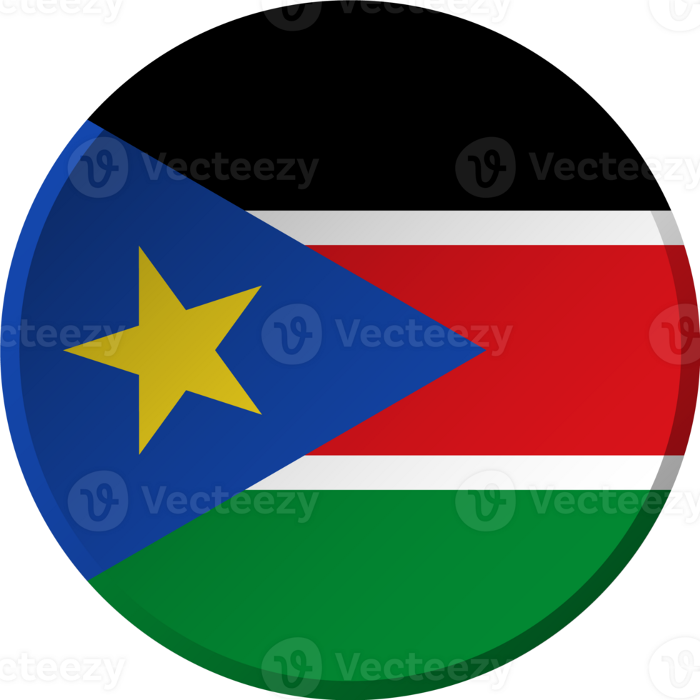 South Sudan flag with circular concave button design png