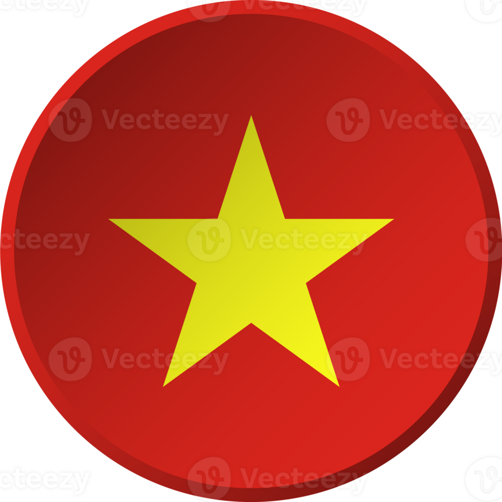 Vietnam flag with circular concave button design png