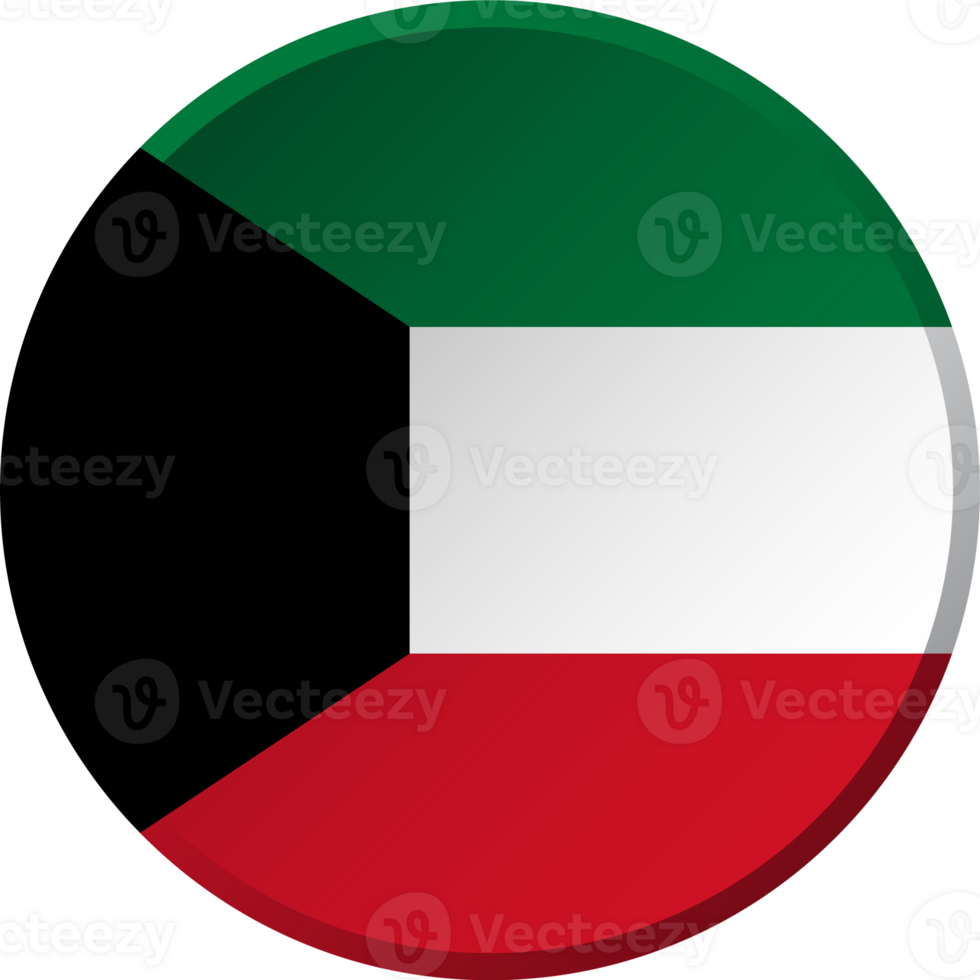 Kuwait flag with circular concave button design png