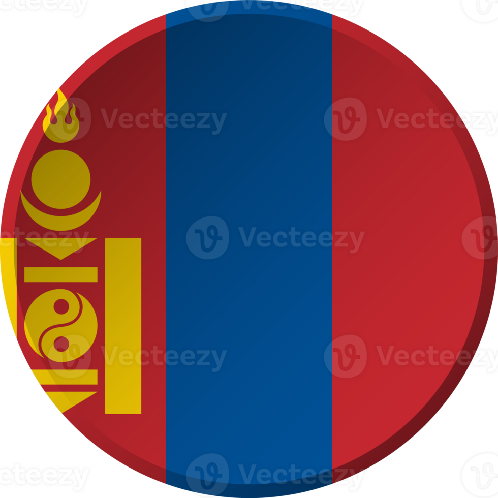 Mongolia flag with circular concave button design png
