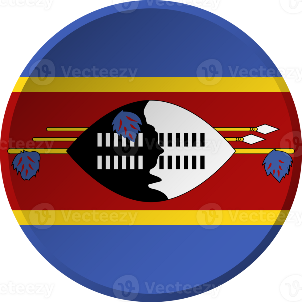 Swaziland flag with circular concave button design png