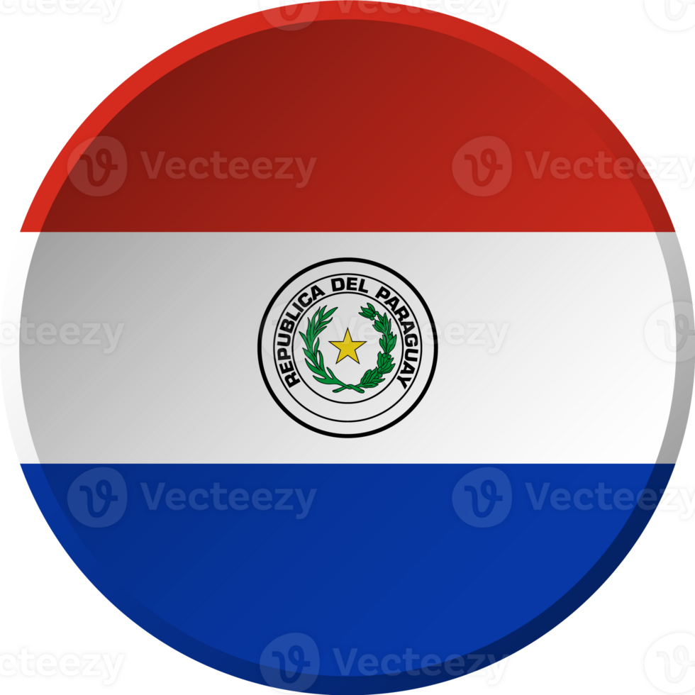 Paraguay flag with circular concave button design png