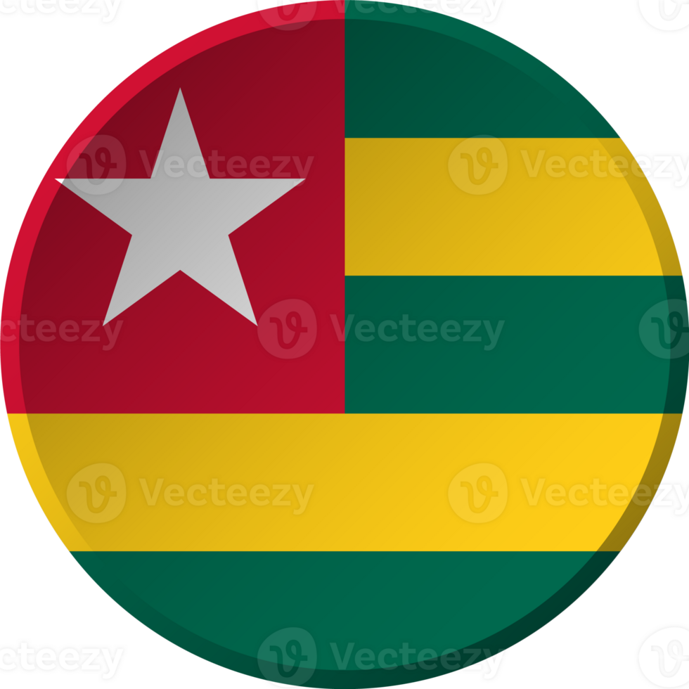 Togo flag with circular concave button design png
