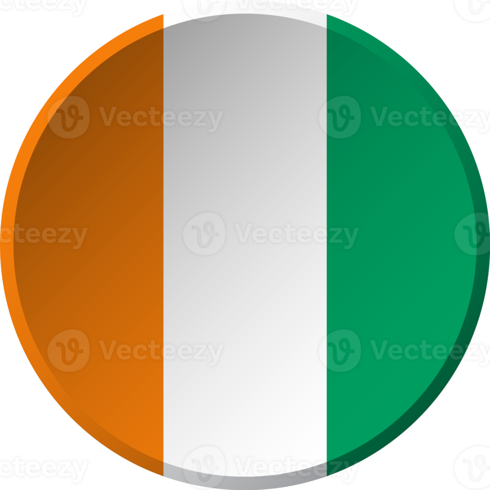 Ivory Coast flag with circular concave button design png