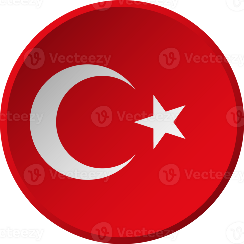 Turkey flag with circular concave button design png