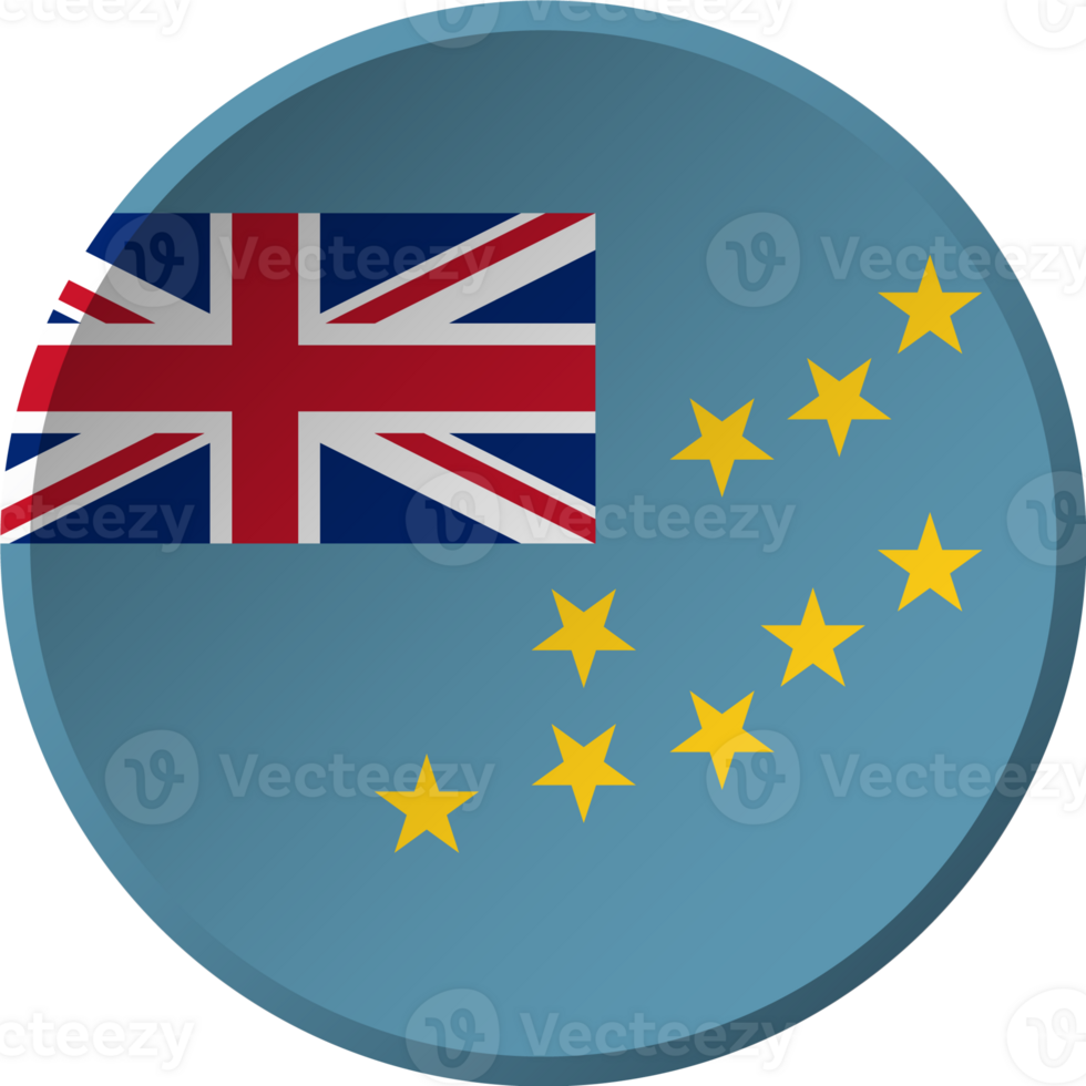 Tuvalu flag with circular concave button design png