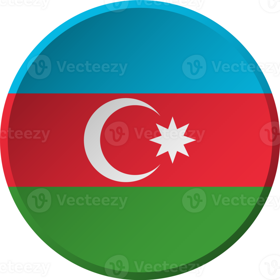 Azerbaijan flag with circular concave button design png
