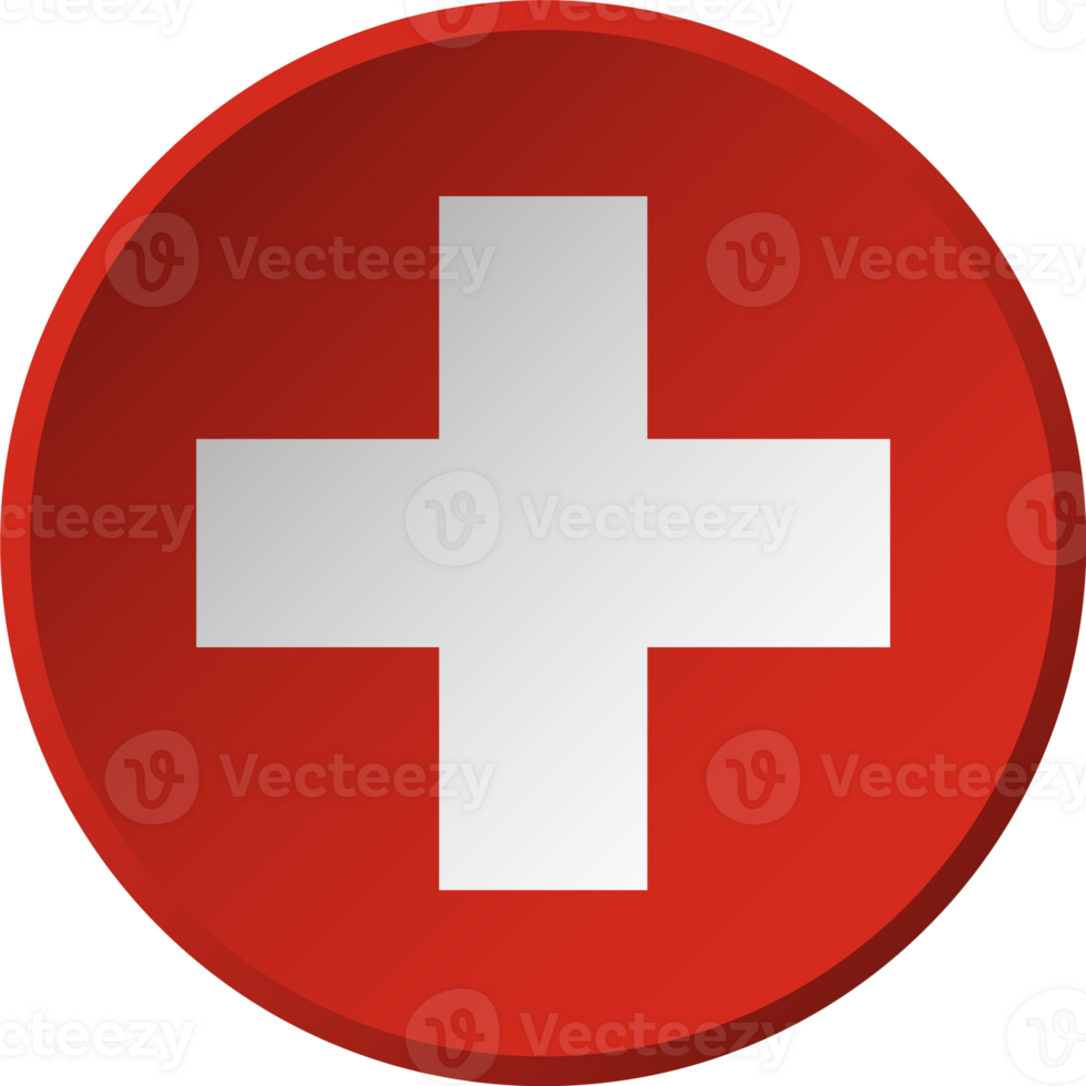 Switzerland flag with circular concave button design png