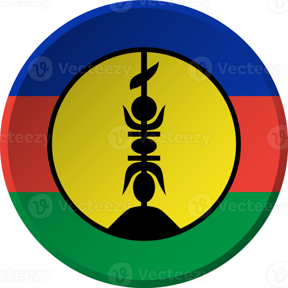 New Caledonia flag with circular concave button design png