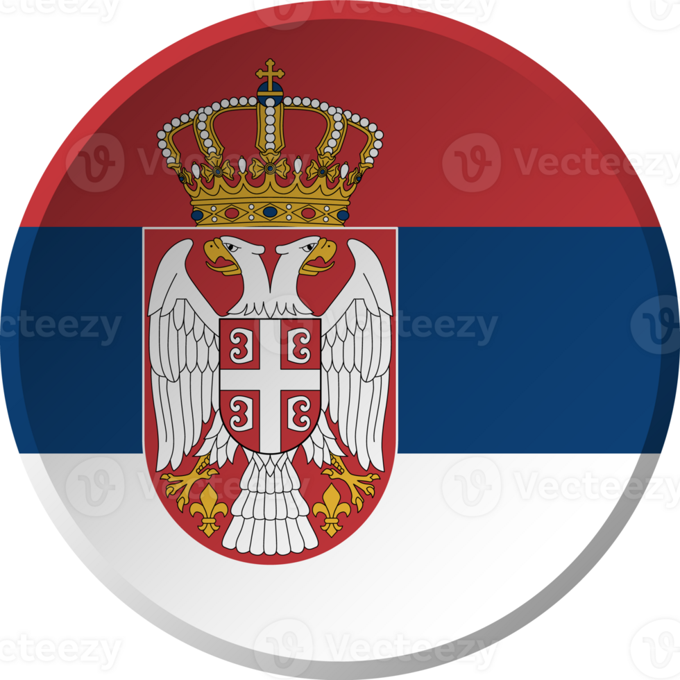 Serbia flag with circular concave button design png