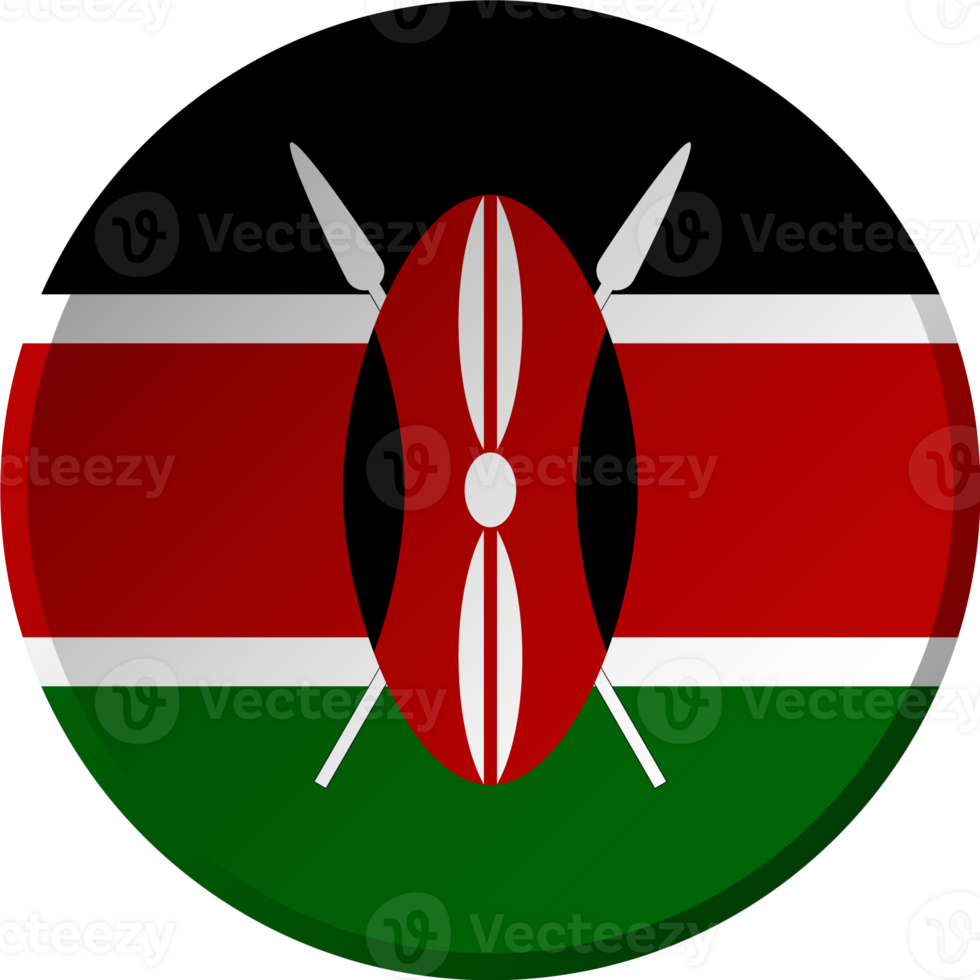 Kenya flag with circular concave button design png
