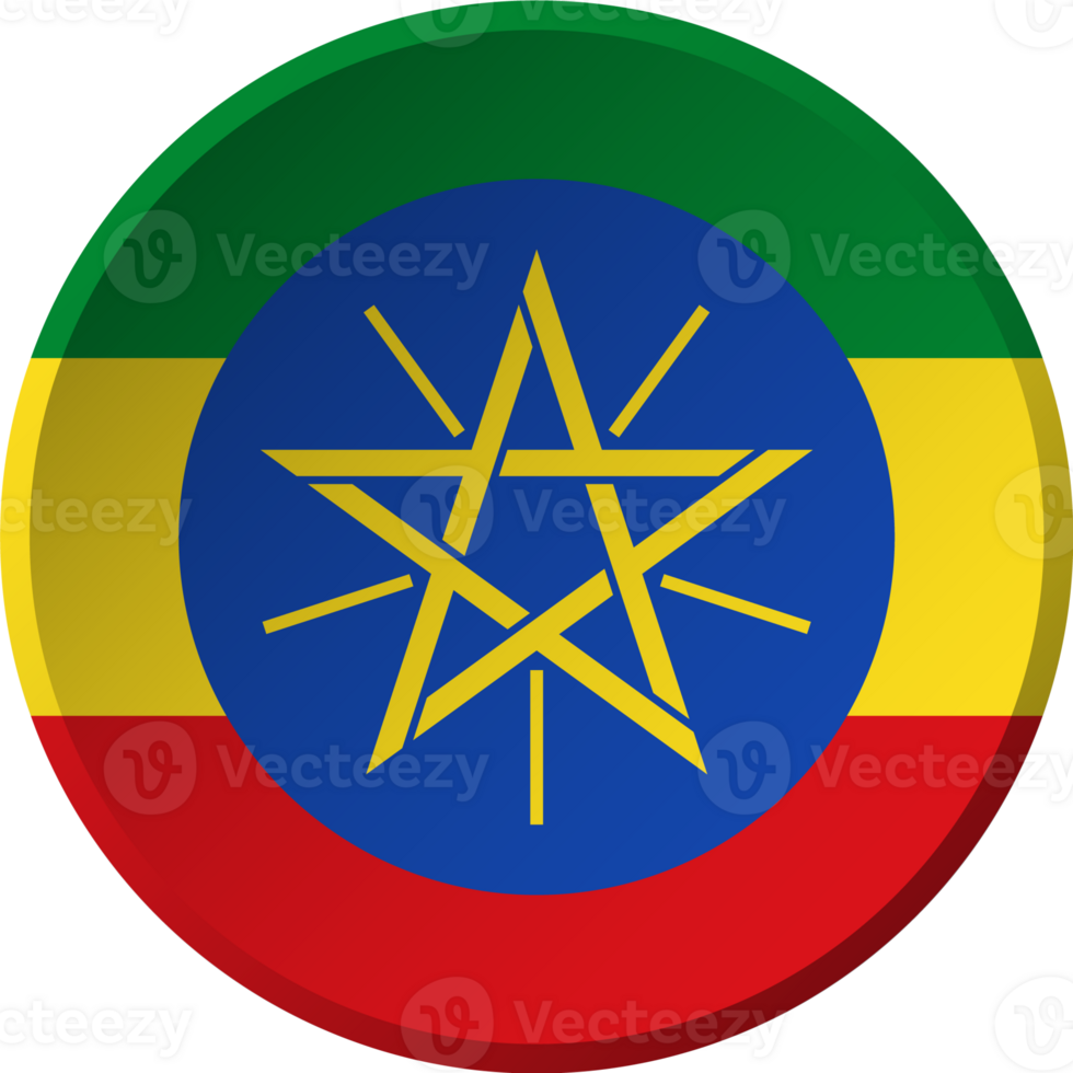 Ethiopia flag with circular concave button design png