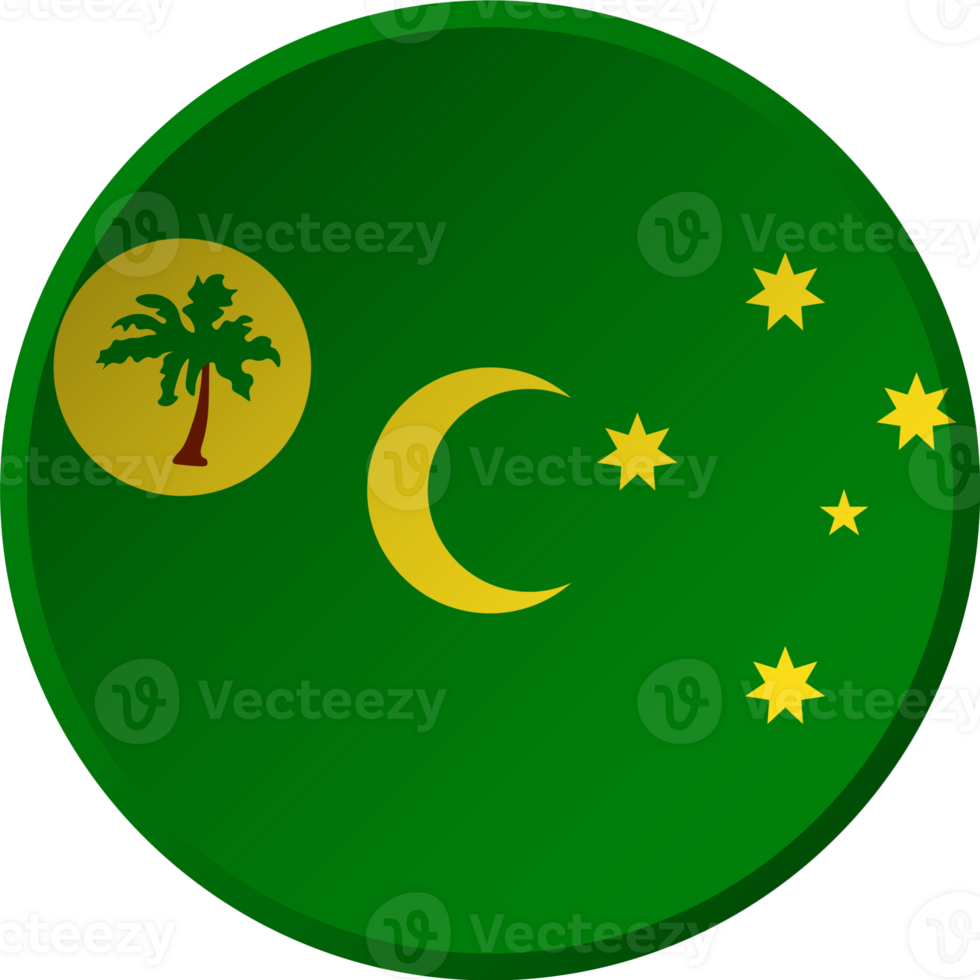 Cocos or Keeling Islands flag with circular concave button design png