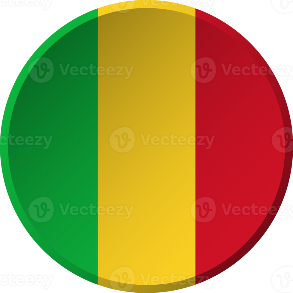 Mali flag with circular concave button design png
