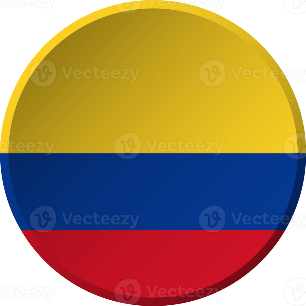 Colombia flag with circular concave button design png