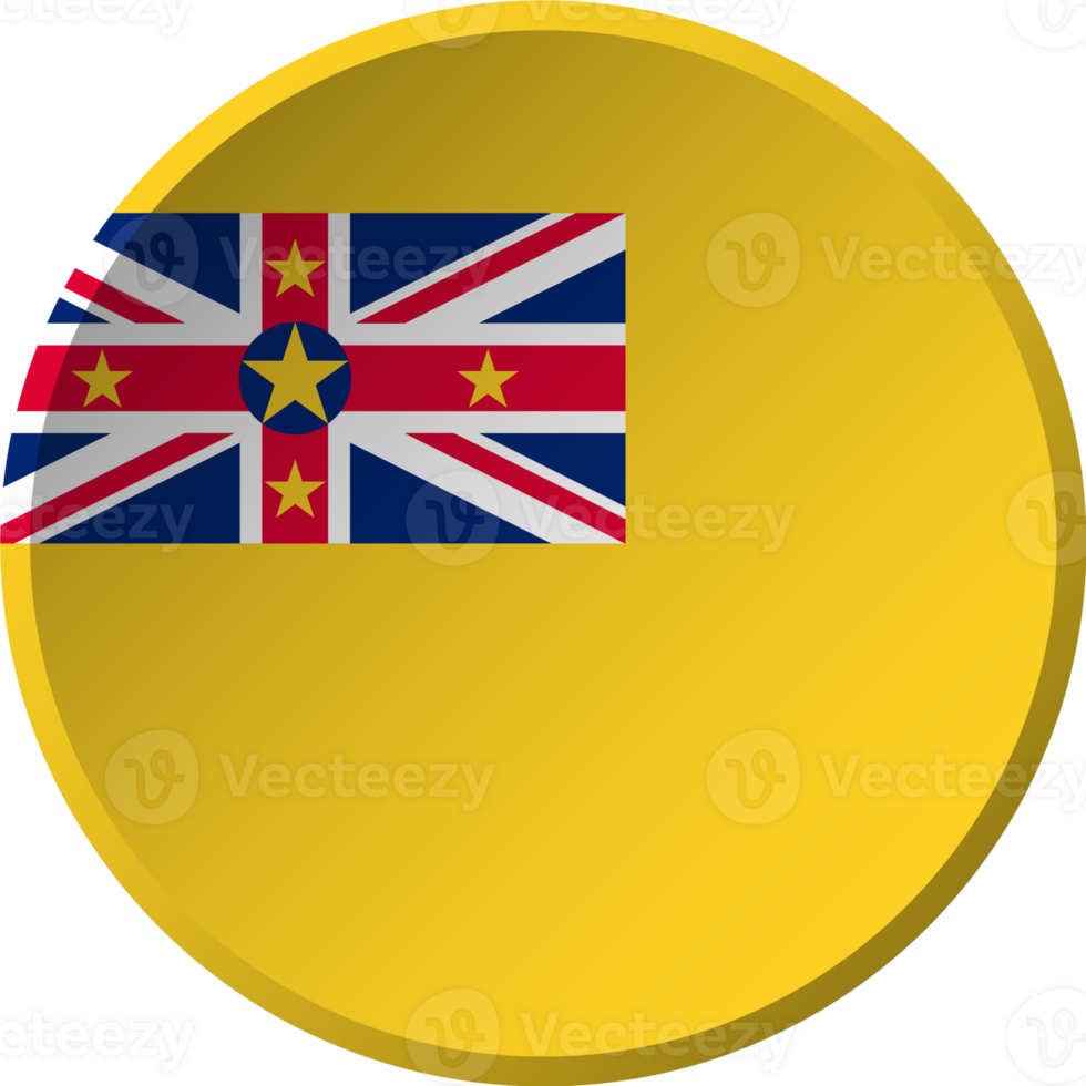 Niue flag with circular concave button design png