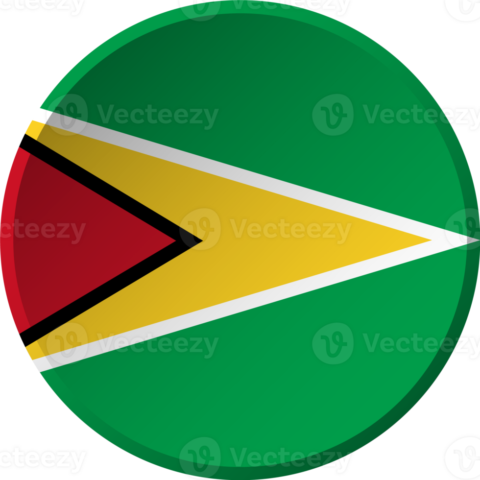 Guyana flag with circular concave button design png