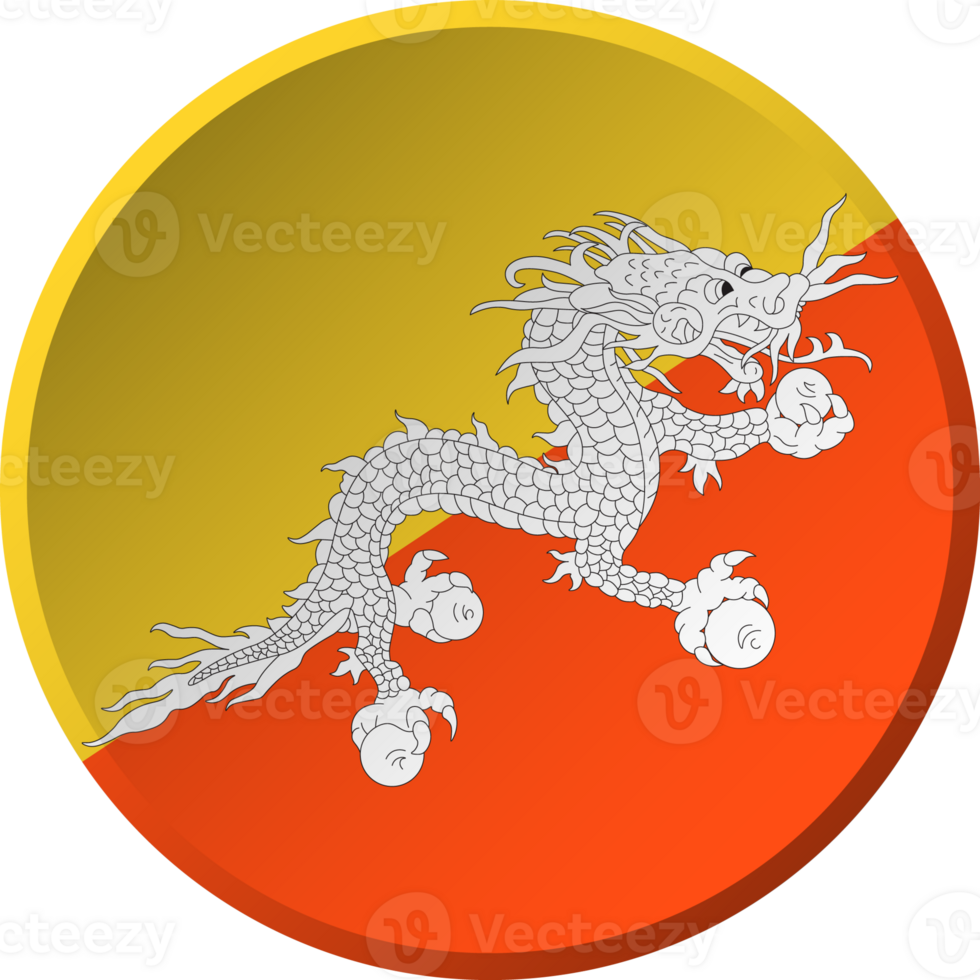 Bhutan flag with circular concave button design png
