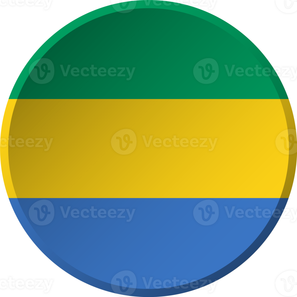 Gabon flag with circular concave button design png
