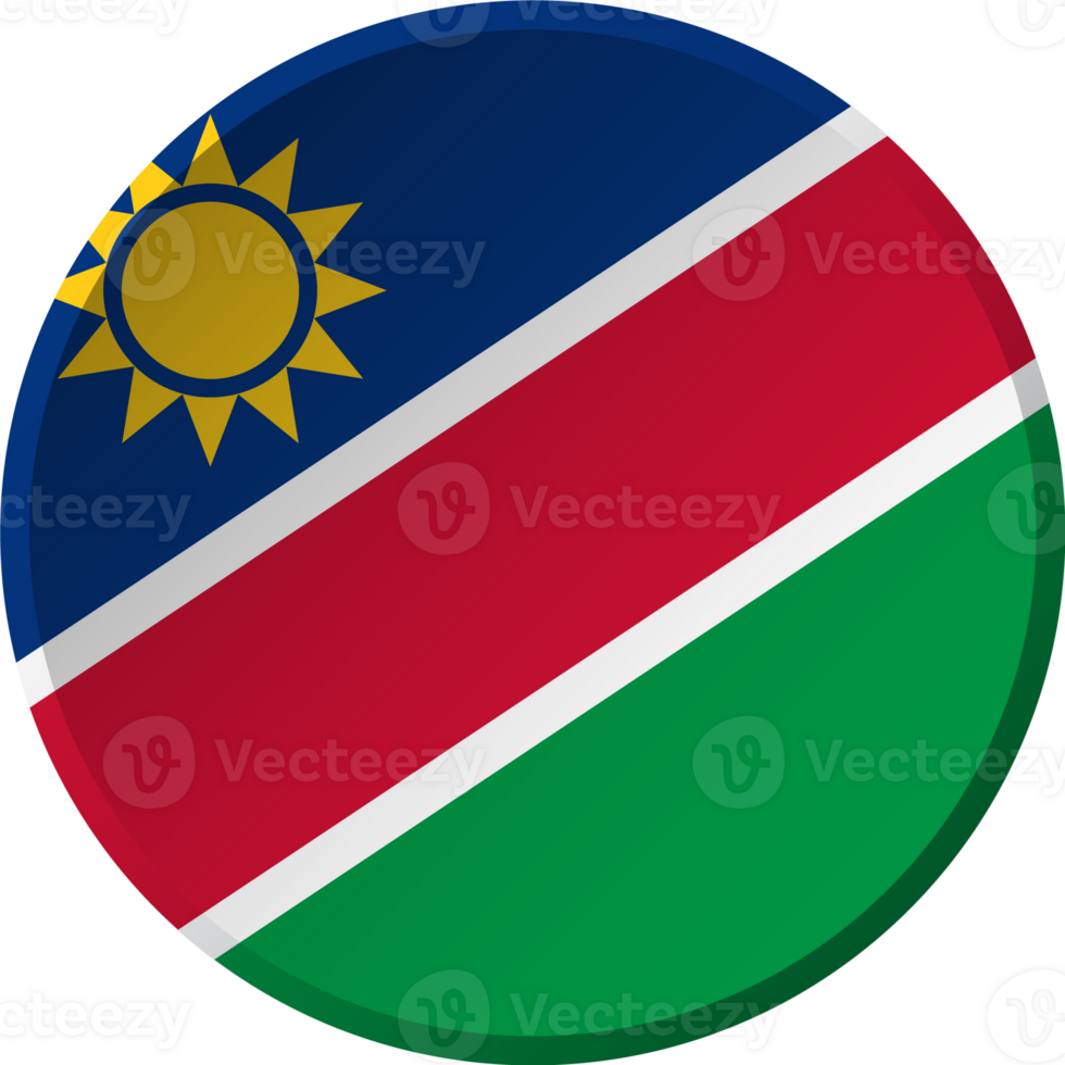 Namibia flag with circular concave button design png