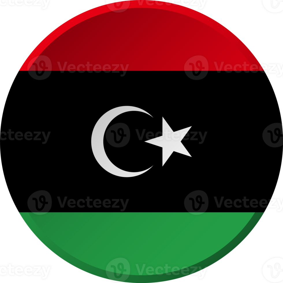 Libya flag with circular concave button design png