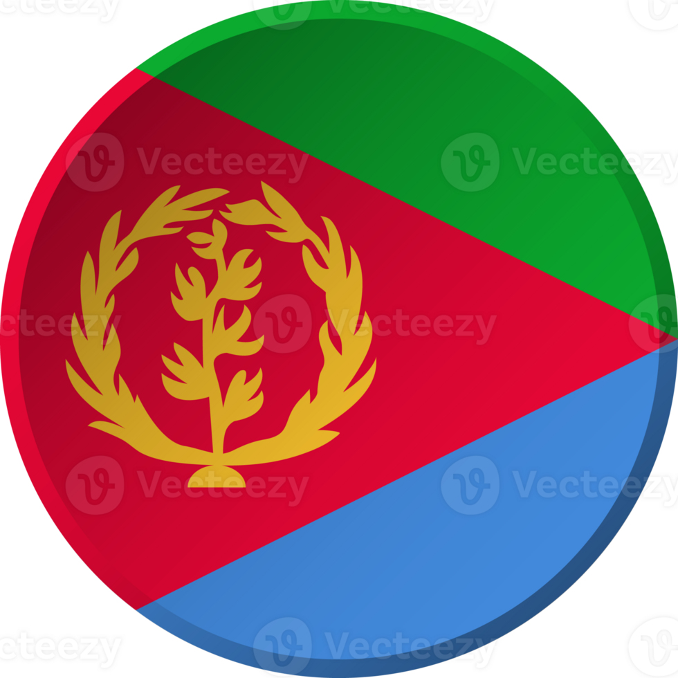 Eritrea flag with circular concave button design png