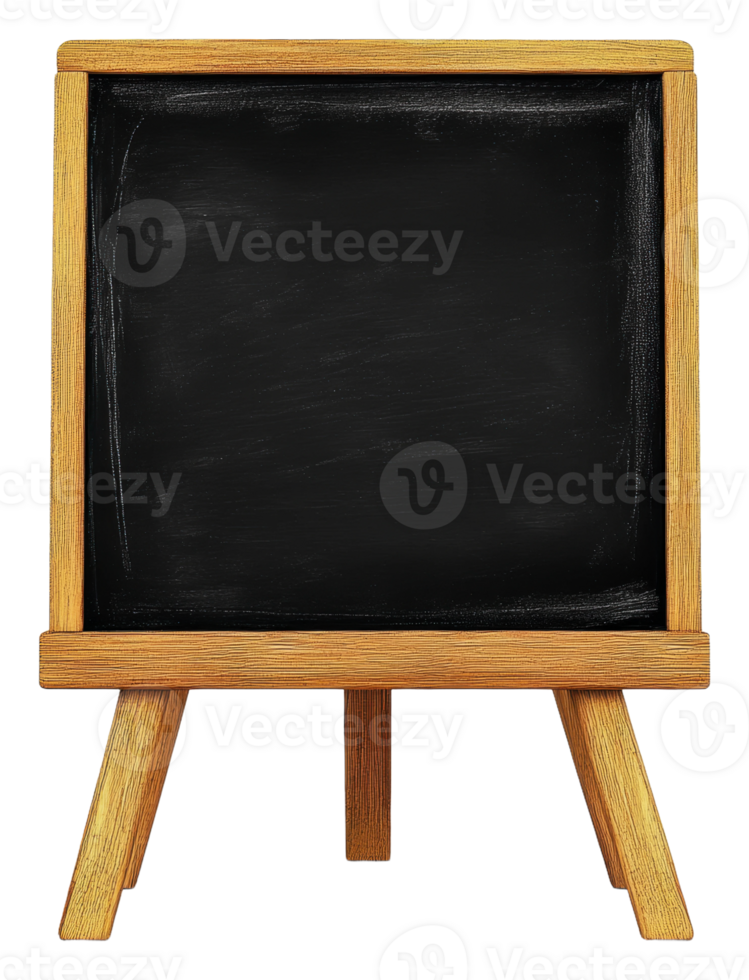 Wooden easel with blank blackboard for writing png