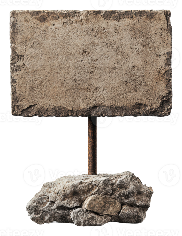 Rustic signpost on a stone base in natural light png