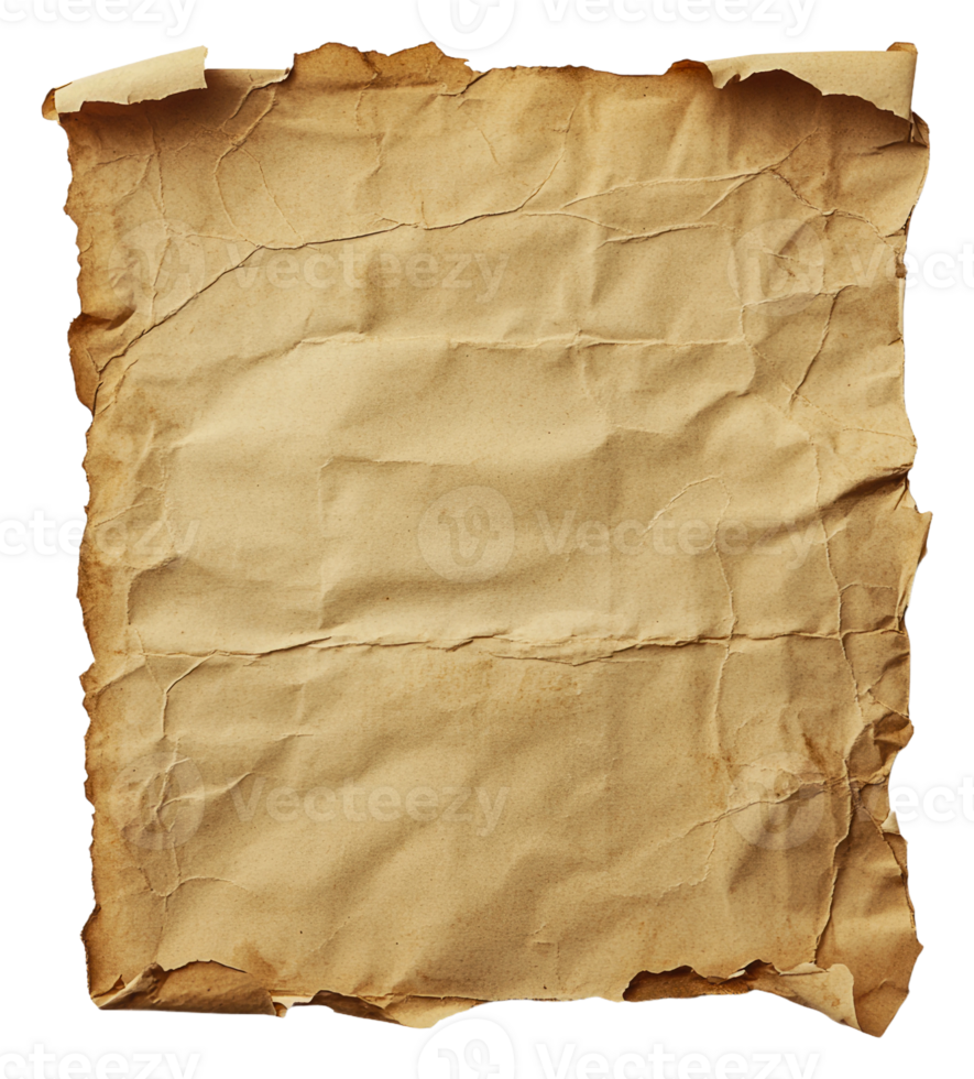 Brown textured vintage crumpled paper png