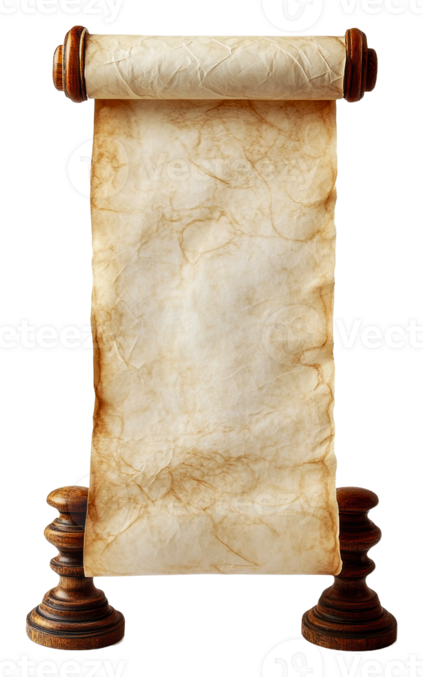 Textured parchment scroll on wood holder png