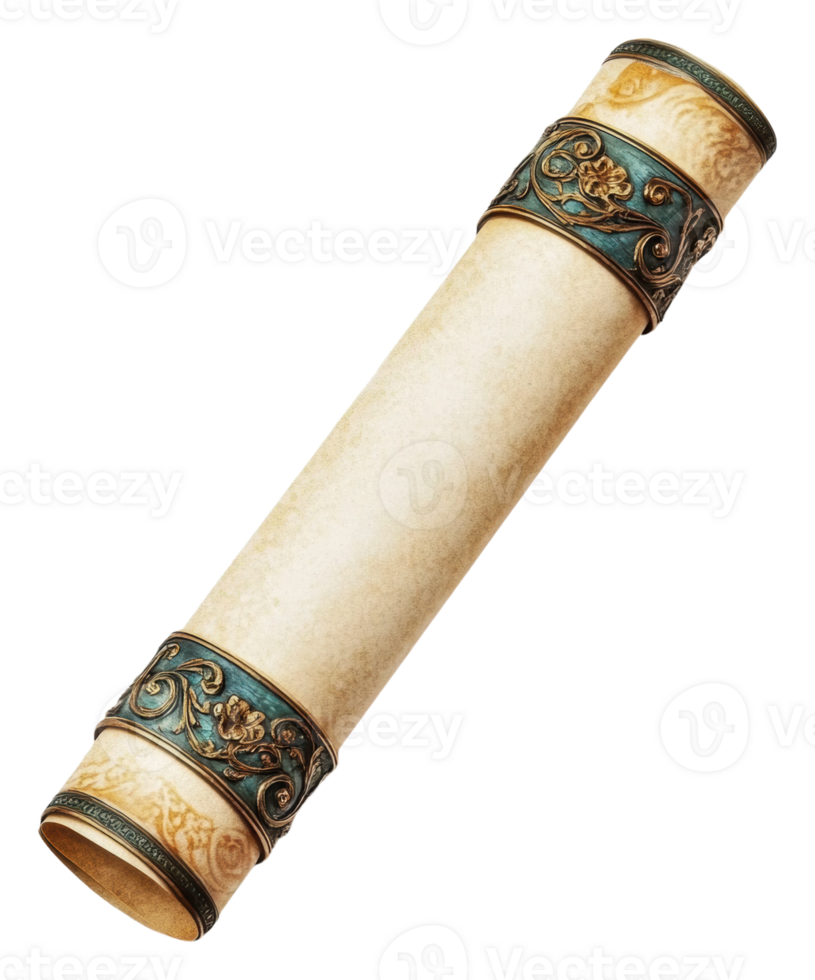 Ornate ancient scroll with designs png