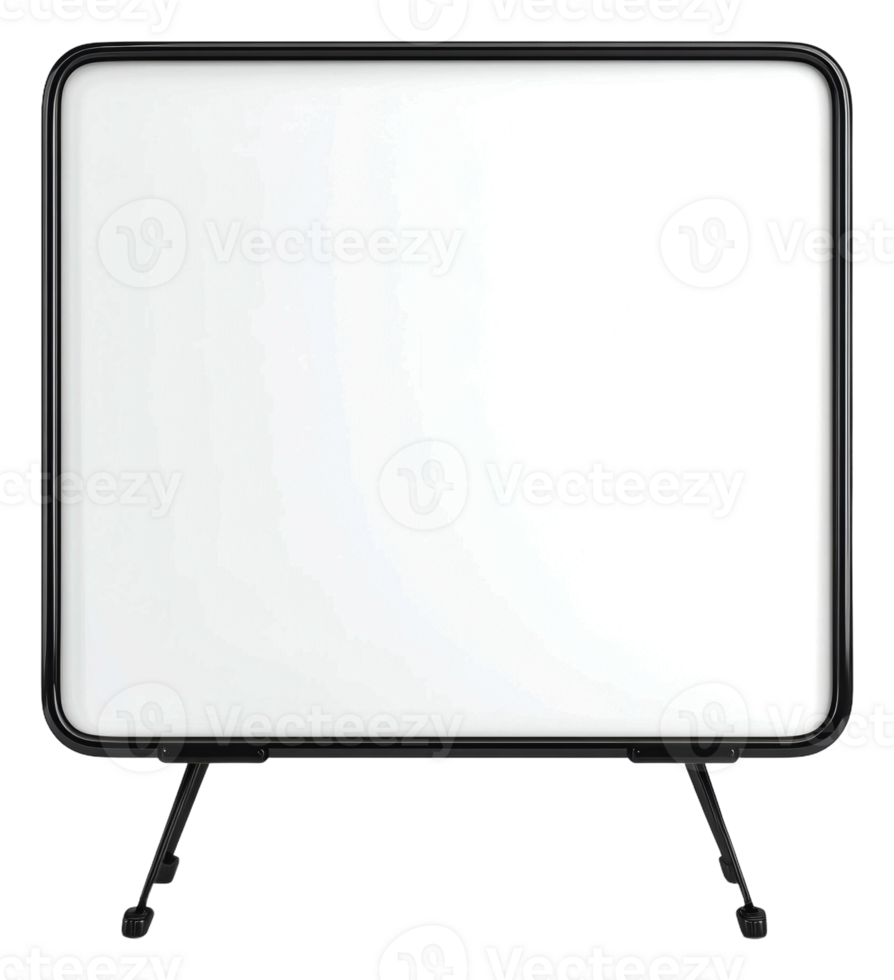 Empty easel stand with a black frame in a studio png