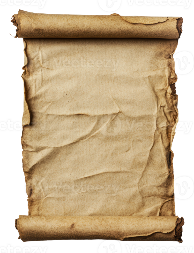 Antique textured parchment scroll png
