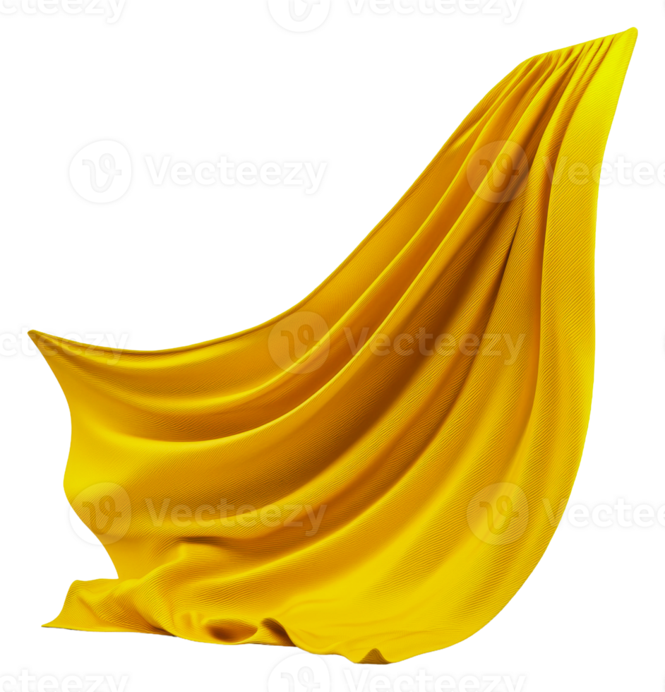 Elegant drape of vibrant yellow fabric png