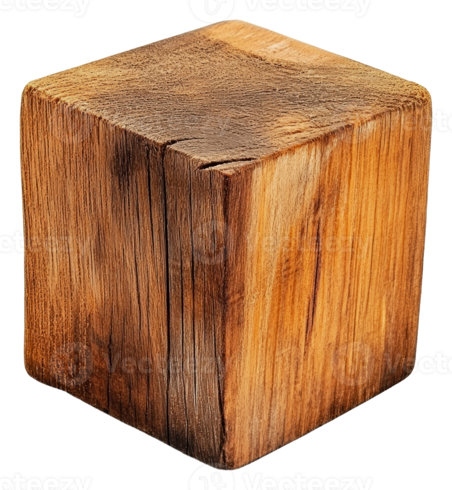 Unique textured wooden cube display png