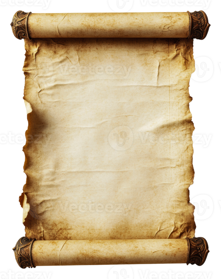 Antique scroll on a table png