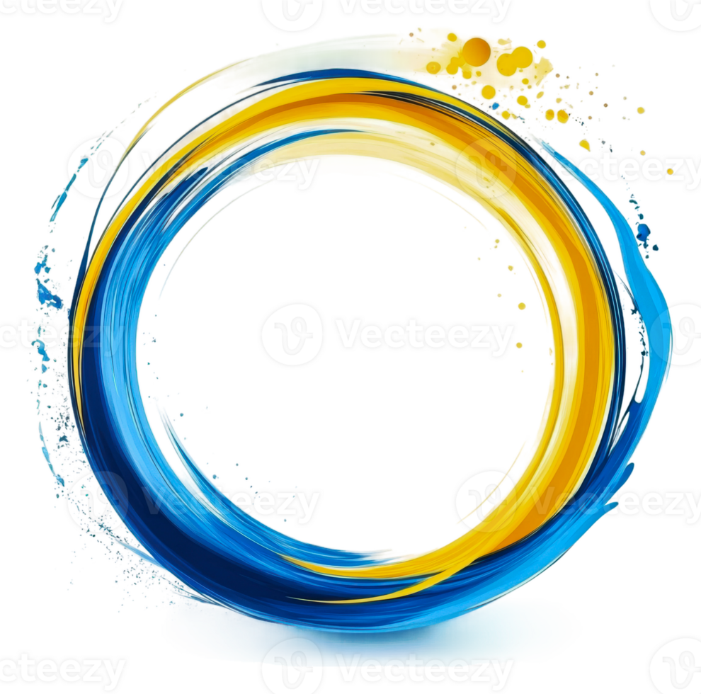 Blue and yellow swirl abstract design png