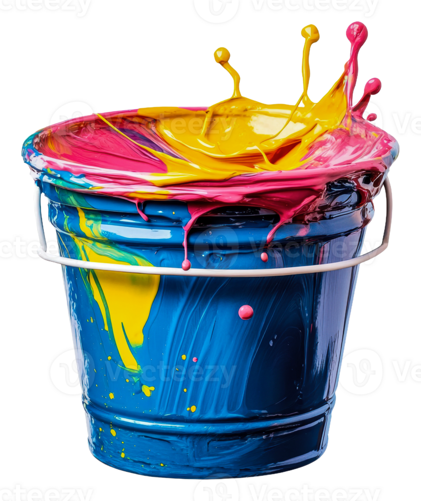 Vibrant paint splashes from a bucket during day png