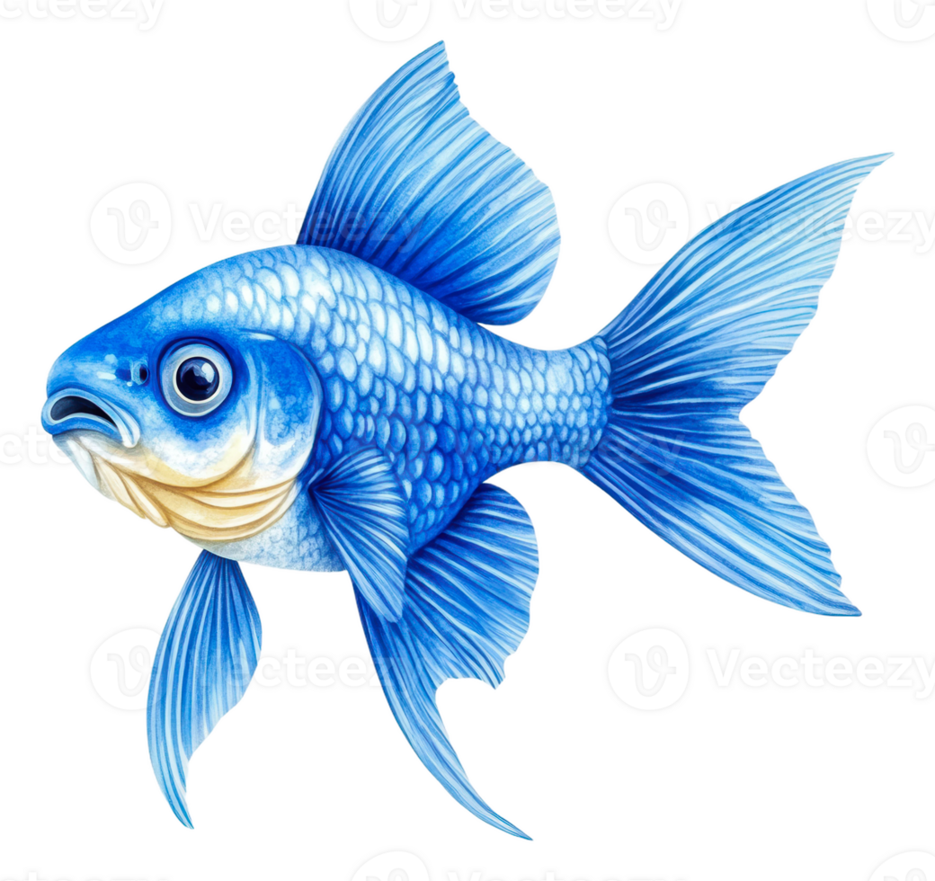 Colorful blue fish swimming gracefully in water png